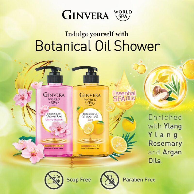 Ginvera World Spa Botanical Oil Shower Gel Cherry Blossom/Yuzu (600ml