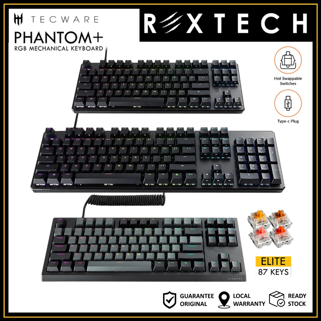 Tecware Phantom Phantom Elite Hotswappable Rgb Mechanical Keyboard Usb C Port Pre Lubed