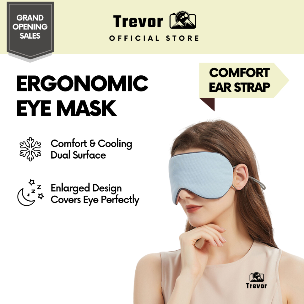TREVOR Ergonomic Sleeping Eye Mask Dual Surface Cooling Comfort Travel Sleeps Cover Shopee