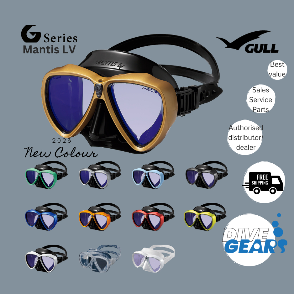 AQA/GULL MANTIS LV Elite Scuba Dive Mask UV420 Low Volume Silicone