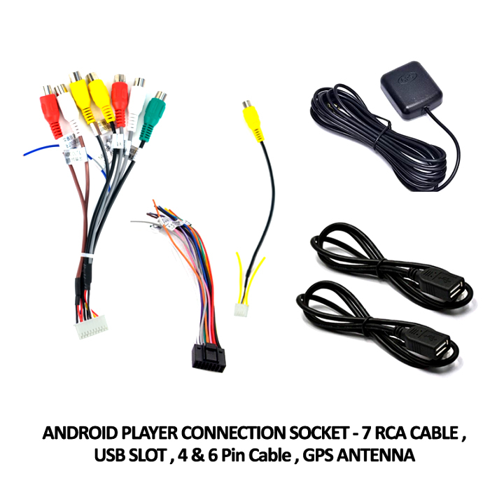 KERETA ANDROID PLAYER CONNECTION SOCKET RCA CABLE / USB SLOT / GPS