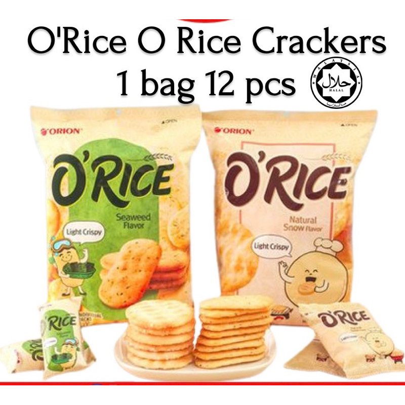 O'Rice Crackers Seaweed/Natural Snow Flavor /Kreker Beras 奥莱米饼 1bag