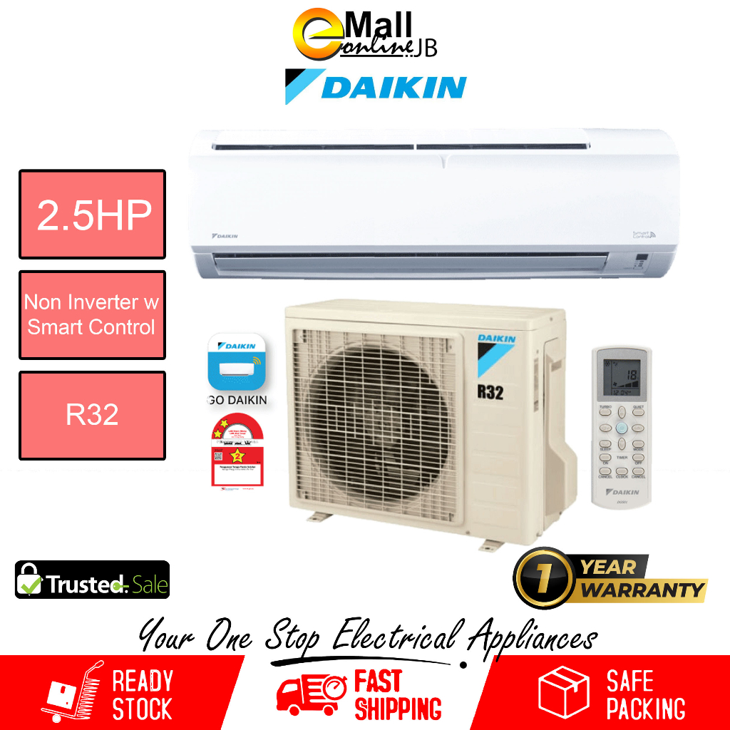 Daikin Air cond Non Inverter R32 2.0HP FTV50PB/RV50C | 2.5HP FTV60PB ...