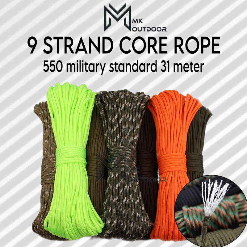 31M /100Feet 7-Core Paracord Rope 4mm Outdoor Paratrooper Towing Rescue ...