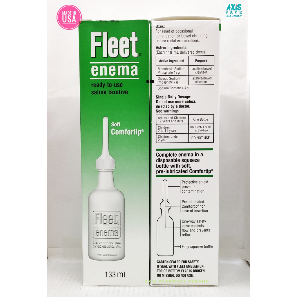 FLEET ENEMA SALINE LAXATIVE (ReadyToUse) Shopee