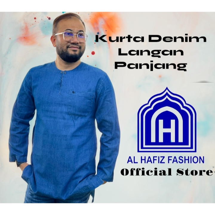Kurta Denim Lengan Panjang (Bulat+Collar)Kain Denim 100% | Shopee Malaysia
