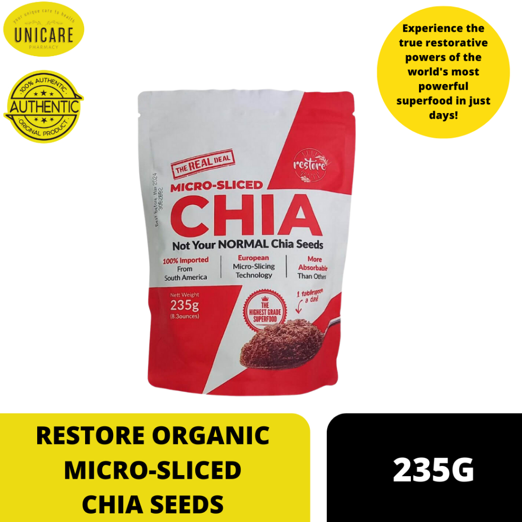RESTORE ORGANIC MICROSLICED CHIA SEEDS 235G [EXPIRY MARCH 2024