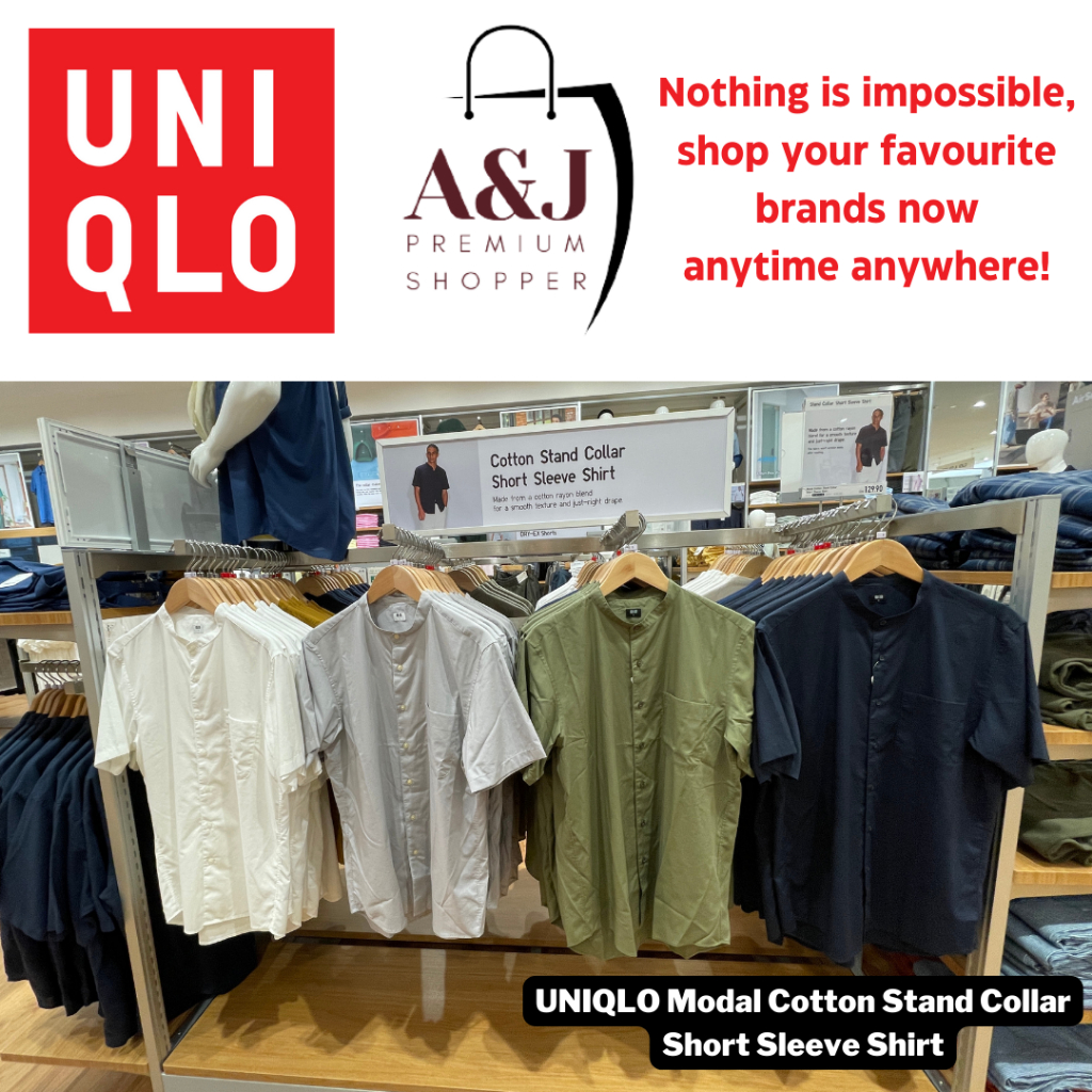 100% ORIGINAL💯🛍️] UNIQLO Modal Cotton Stand Collar Short Sleeve