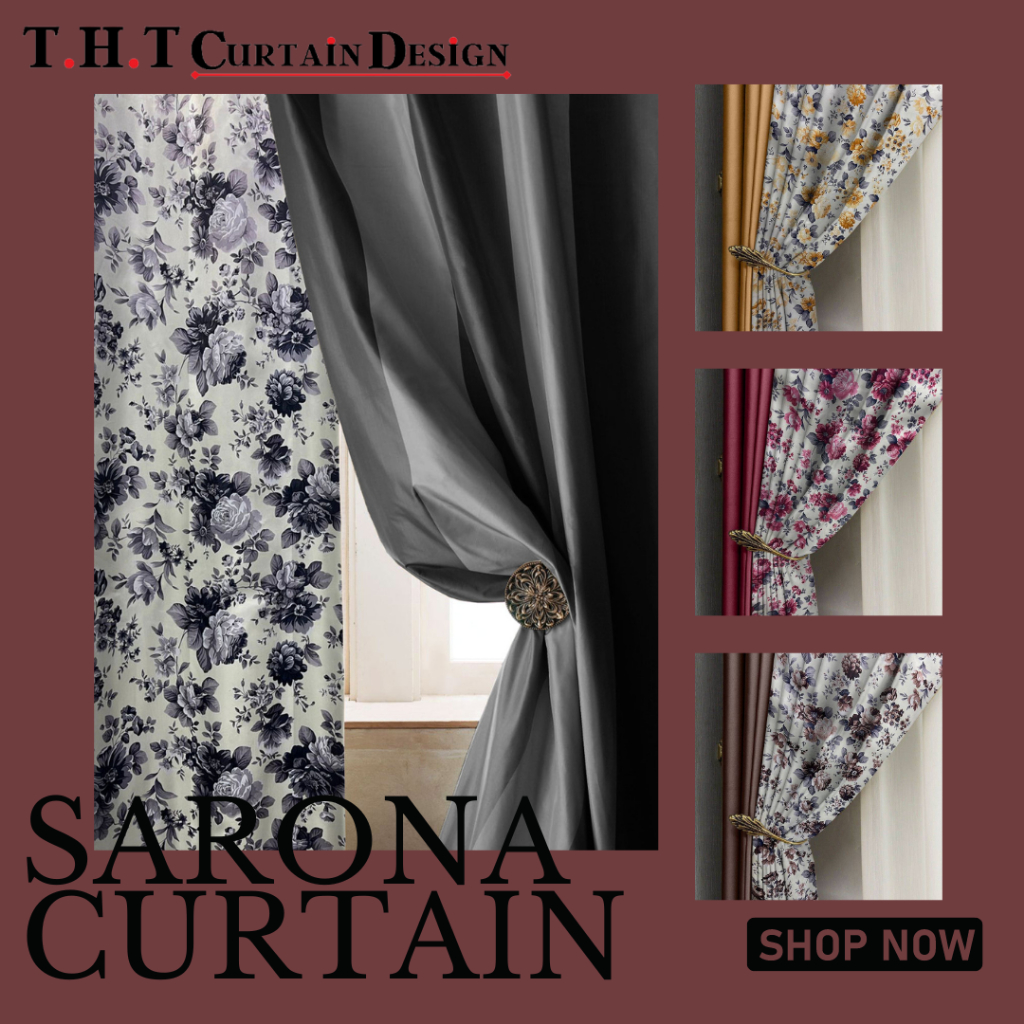 Sarona Curtain Langsir Raya Semi-Blackout Plain Cangkuk & Ring ( Matt ...