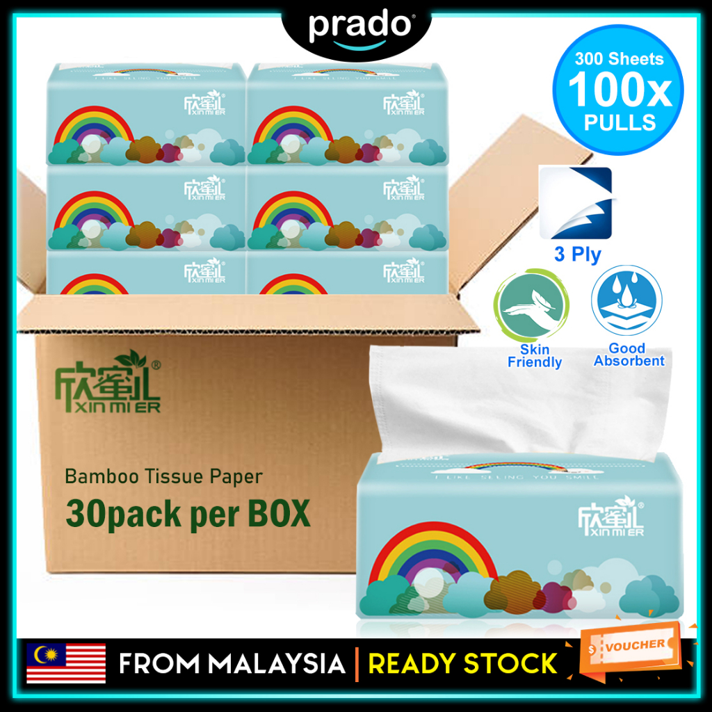 PRADO 3-Ply Tissue Paper Soft Pumping Smooth Napkins Facial Paper Hand ...