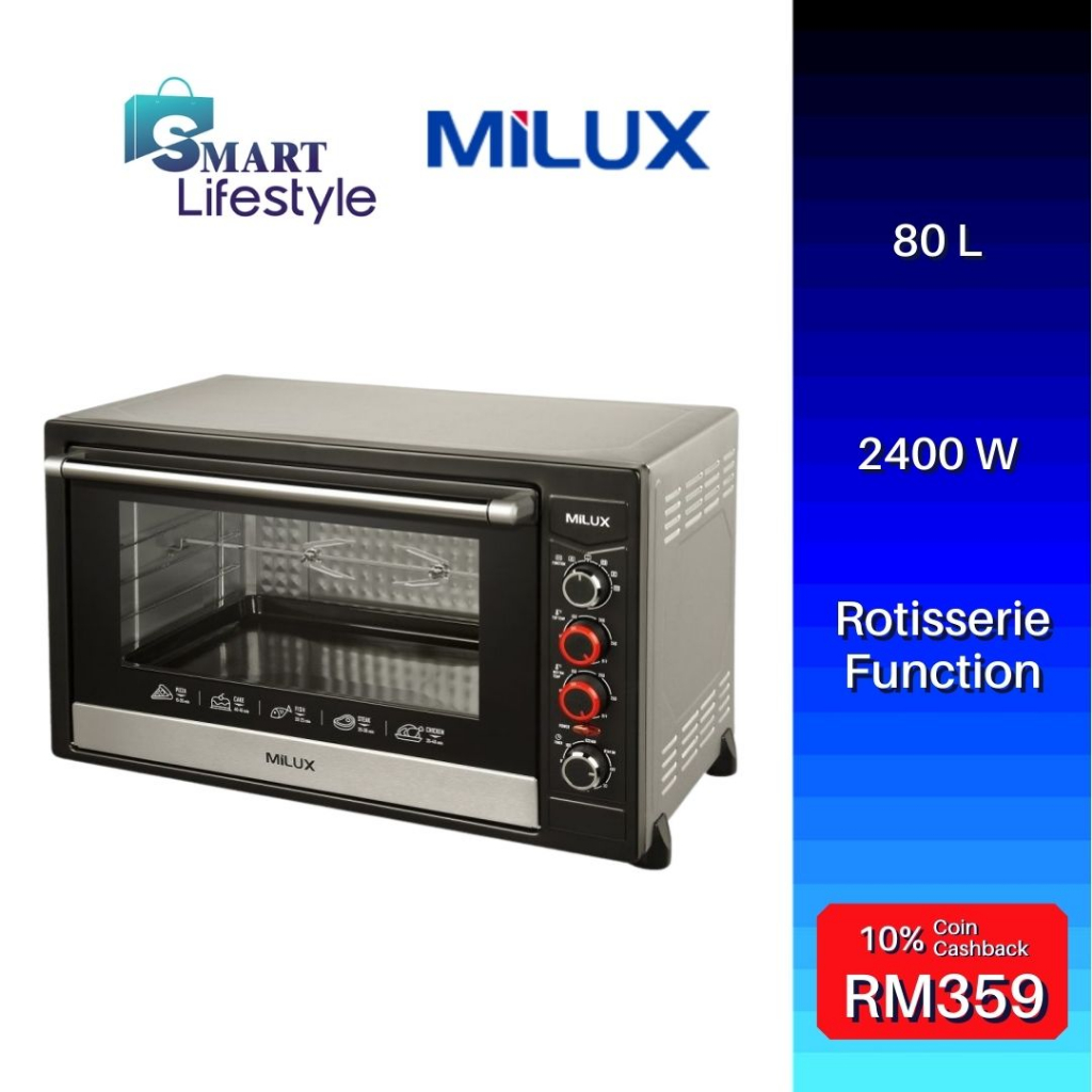 Milux Stainless Steel Electric Oven 80L MOT DS80 Shopee Malaysia