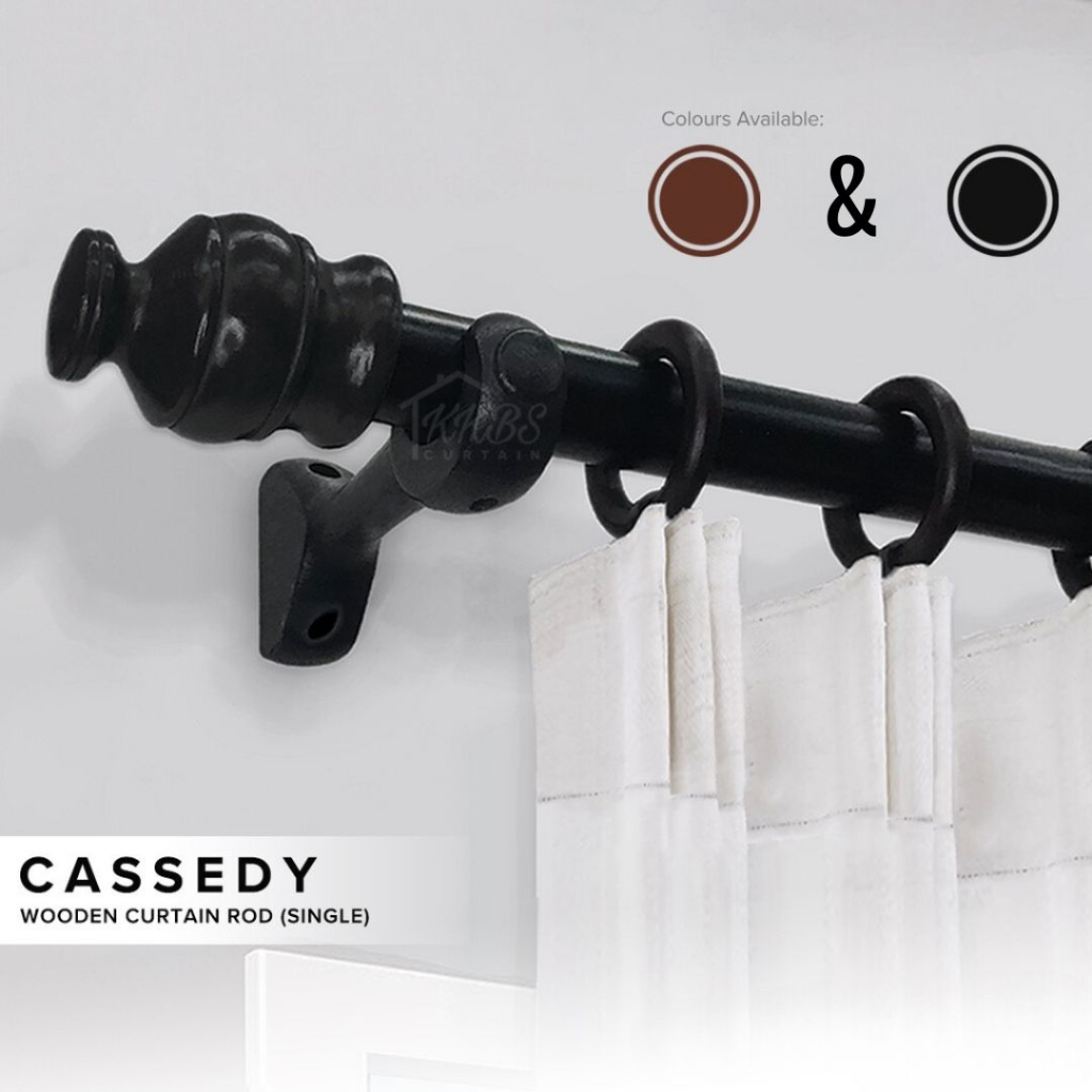 Dark Walnut Wooden Curtain Rod (No Rings) 28mm Kayu Langsir Murah ...