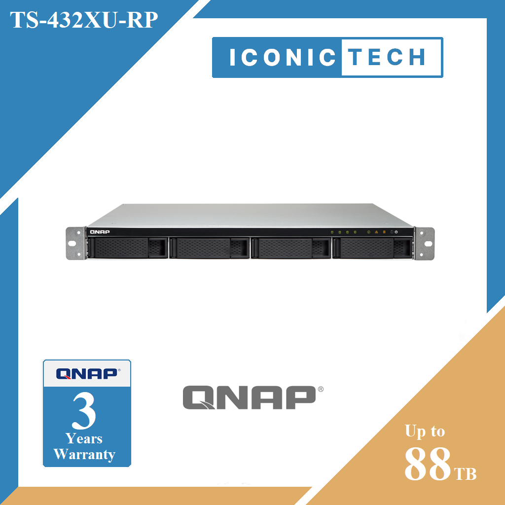 QNAP TS432XURP 4BAY RackMount NAS Option Bundle Sliding Rail Kit