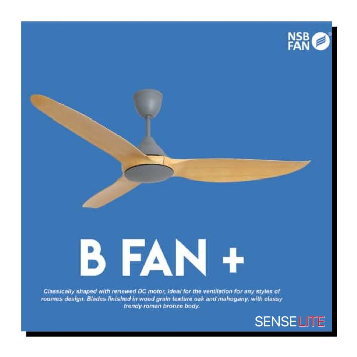 B FAN+ 60in NSB CEILING FAN/ MAHOGANY/OAK/3 blades/REMOTE CONTROL/DC ...