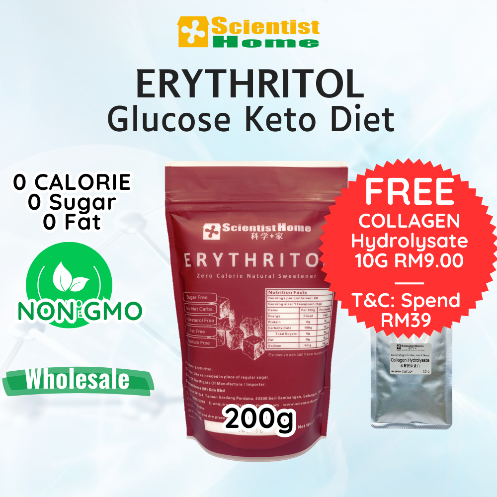 SCIENTIST HOME Erythritol Sweetener 2 kg Natural Sugar Replacement