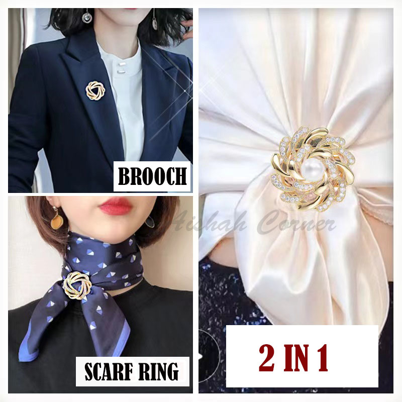 Women's Flower Scarf Clip Brooch Beautiful Scarf Buckle Ring with Created  Crystal - CX182KM0LD7