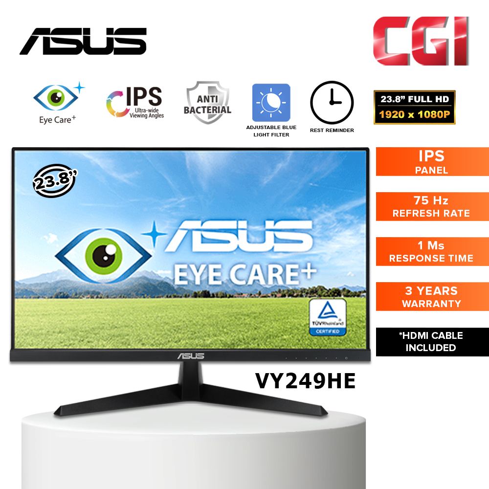Asus Gaming Monitor Anti Bacterial IPS Monitor 75Hz 1ms/Free Sync/Eye