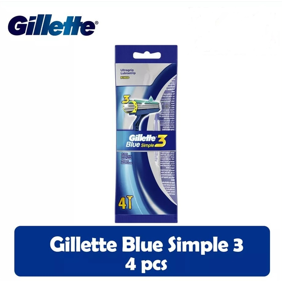 Gillette Blue Simple 3 Disposable Razors 4's (4 Pieces) Value Pack ...