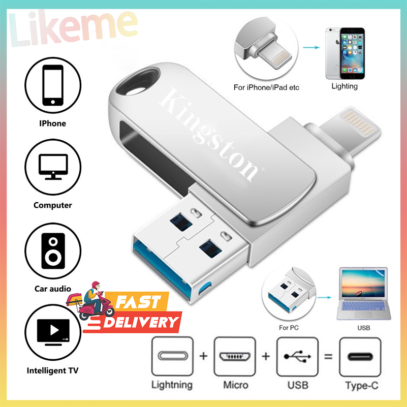 3 in 1 USB OTG Flash Drive for iPhone, Android, Mac and PC 