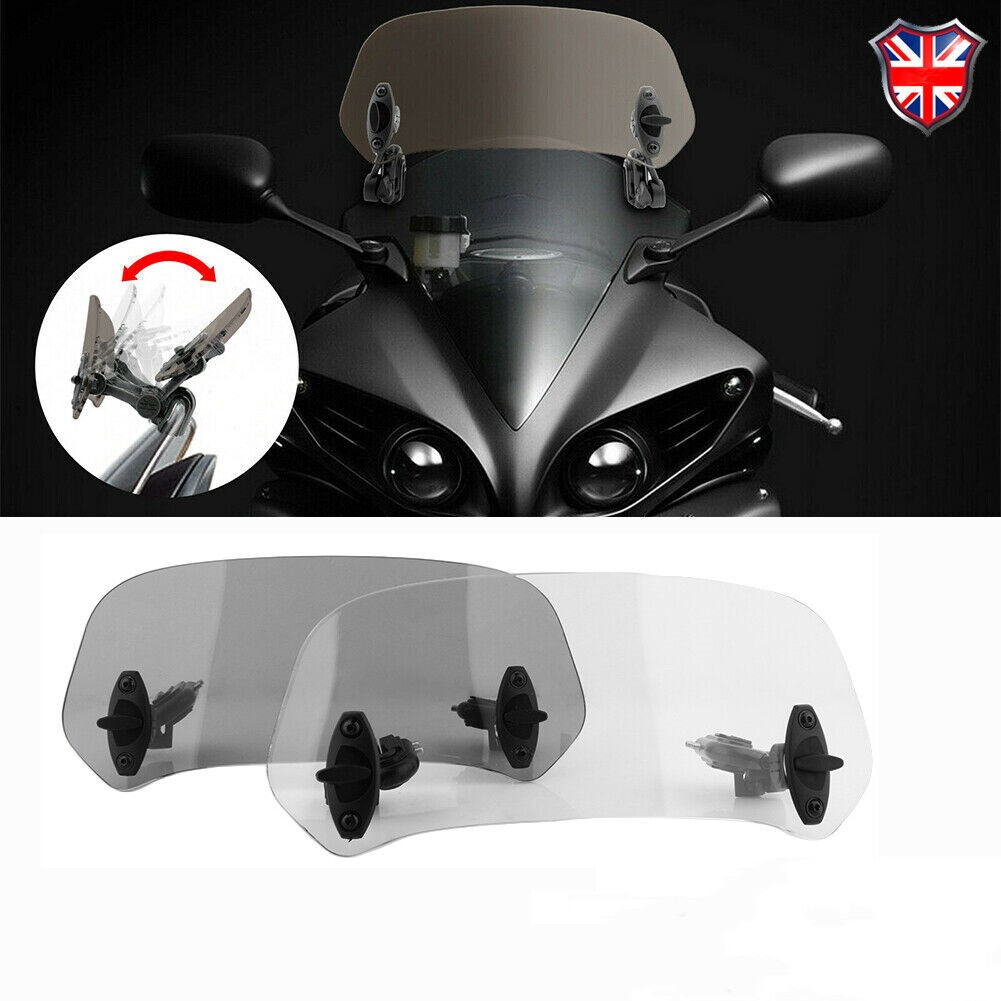 Universal Motorcycle Windshield Extension Adjustable Spoiler ClampOn Windscreen Deflector For
