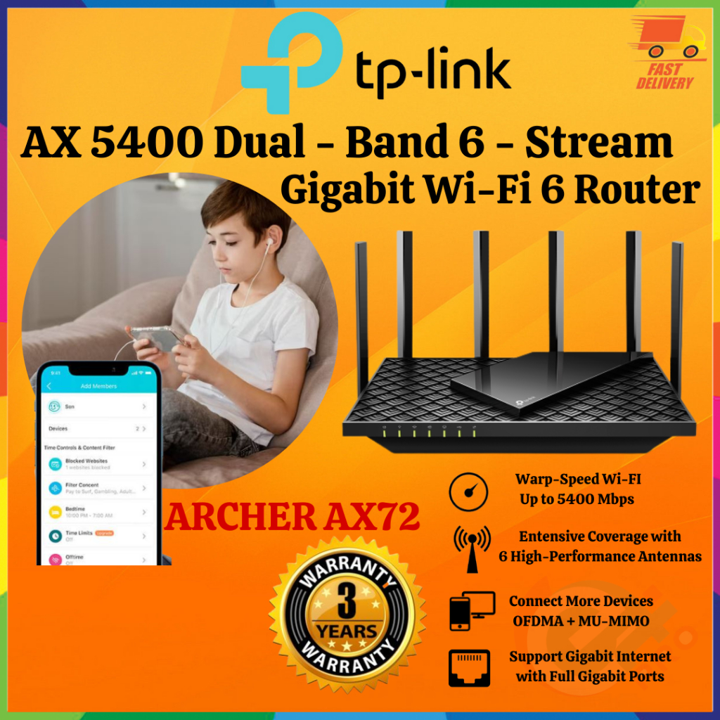 TP Link Archer AX72 - AX5400 Dual-Band Gigabit Wi-Fi 6 Router | Shopee ...