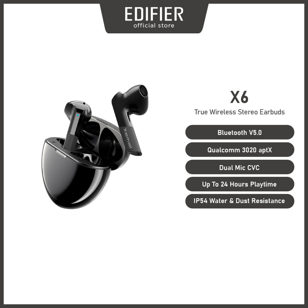 Edifier X6 - True Wireless Bluetooth Earbud Earphone/Qualcomm aptX/Dual ...