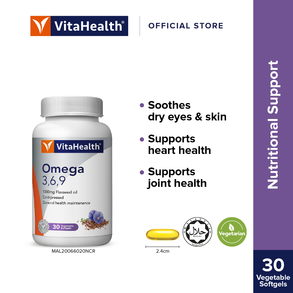 VitaHealth Omega 3,6,9 ColdPressed Flaxseed Oil 1000mg [Expiry 8/2025