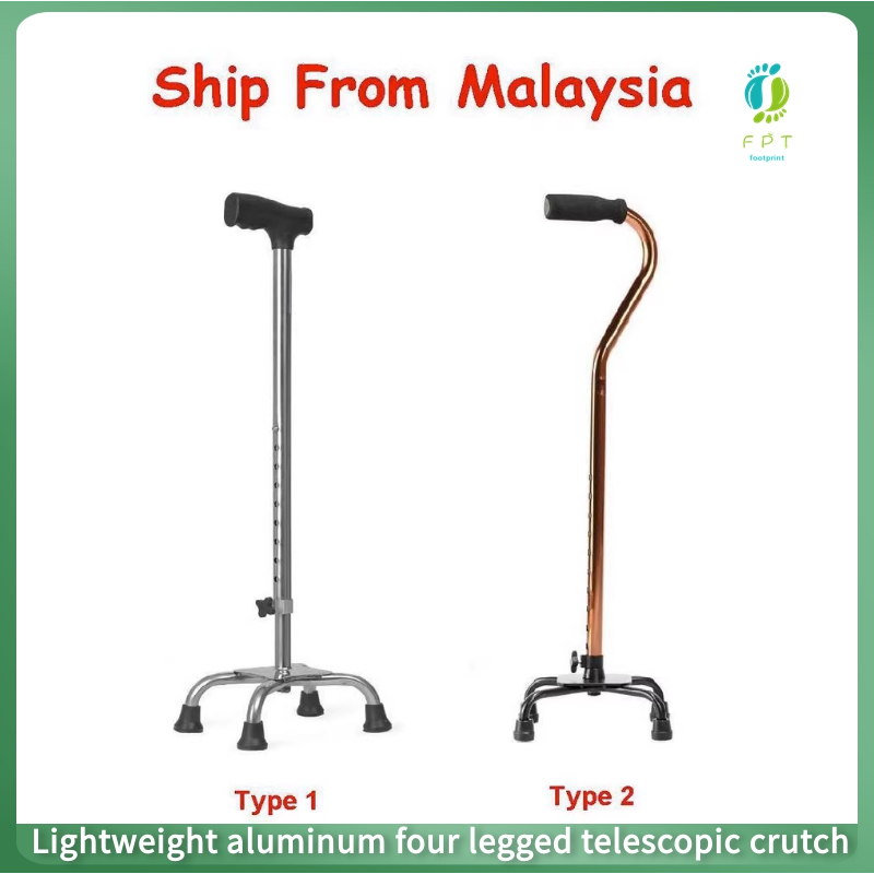 【COD】Stainless Steel Walking Stick Quad Cane Tongkat 4 Kaki Ready