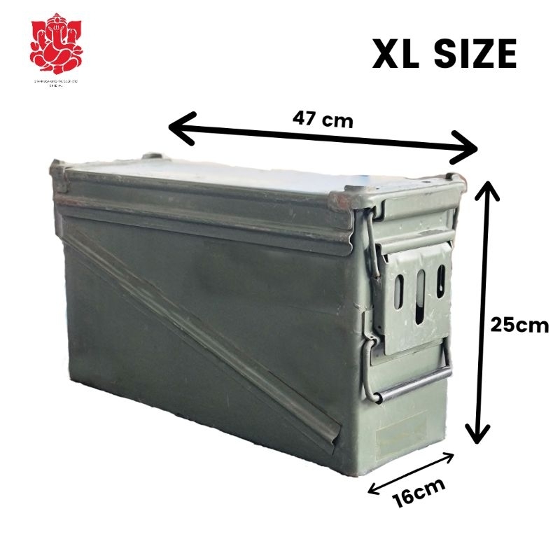 (XL) Vintage Army Ammo Box Toolbox Peti Peluru Multipurpose Toolbox