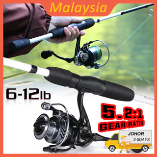 🔥Malaysia Fishing Rod Fishing Reel Set 2 Section Spinning Fishing Rod  5.2:1 Gear Ratio Spinning Reel Set Joran Pancing