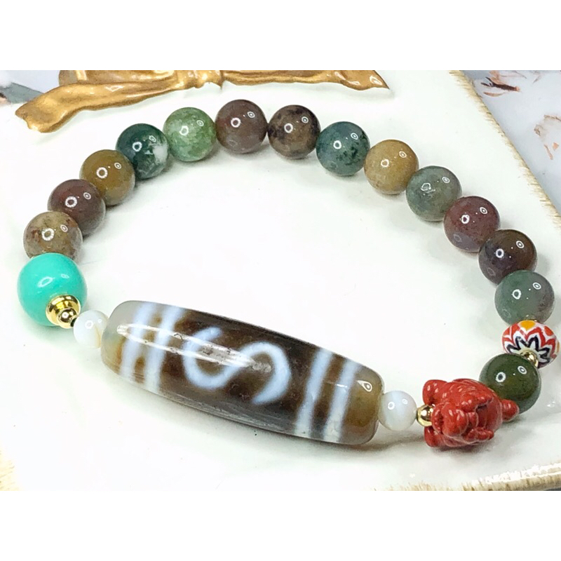 Tibetan Dzi Beads Red S Money Hook Dzi Bead 藏传老矿S金钱钩天珠 38x12.7mm