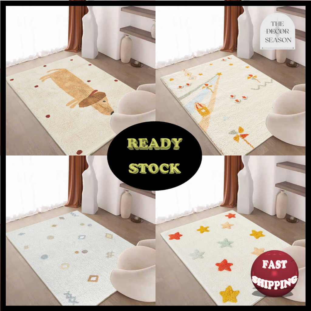 Star Rabbit Rainbow Carpet Rug Cute Soft Purple Aesthetic Floor Mat ...