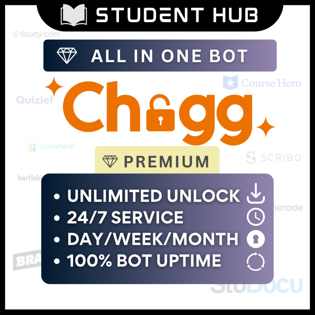 [ 24/7 Self Unlimited Unlock ] Ch3gq + Course Hero + Bartleby + StuDocu + Scribd + Numerade