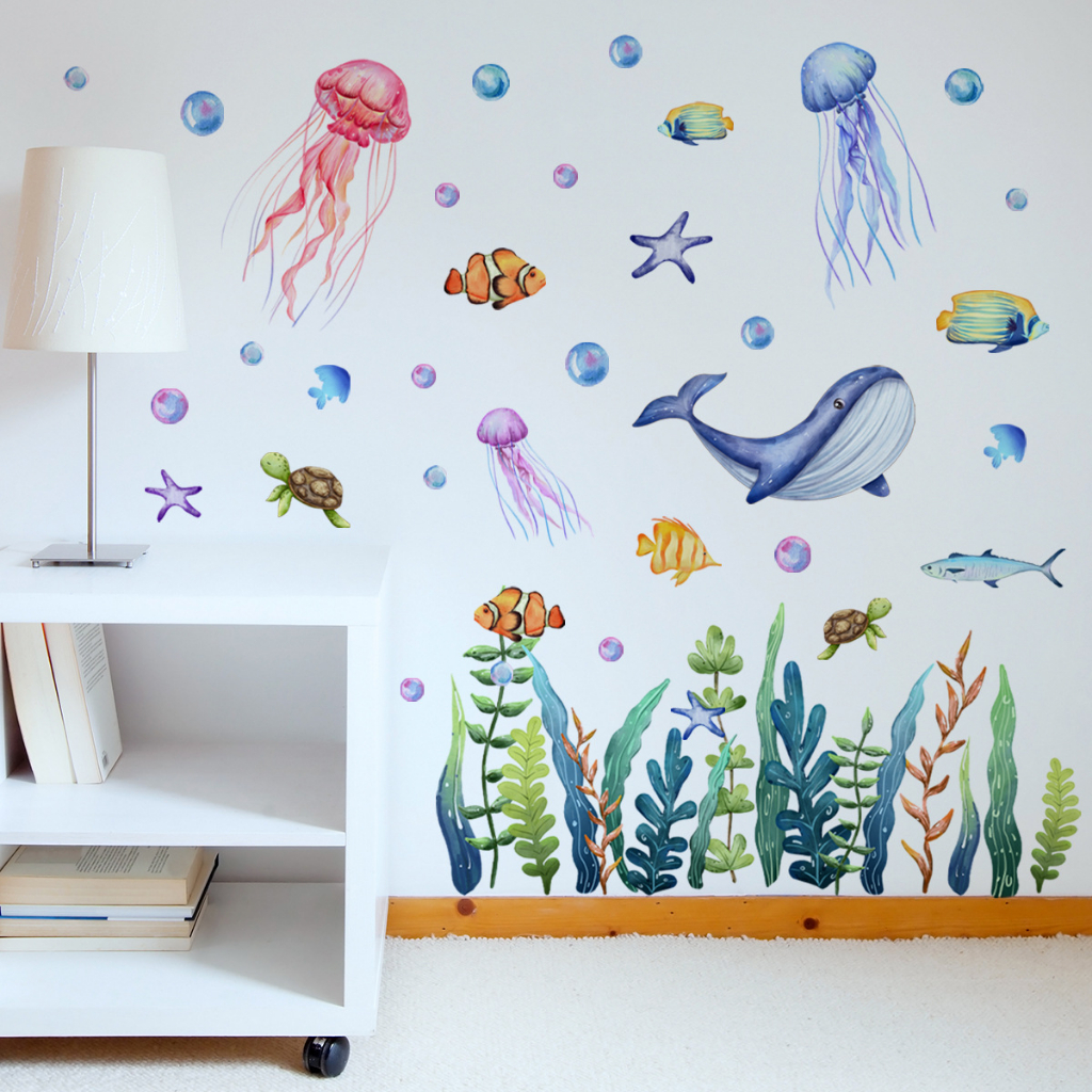 Ocean Animals Wall Decals, Under The Sea Animals Wall Stickers, Fish