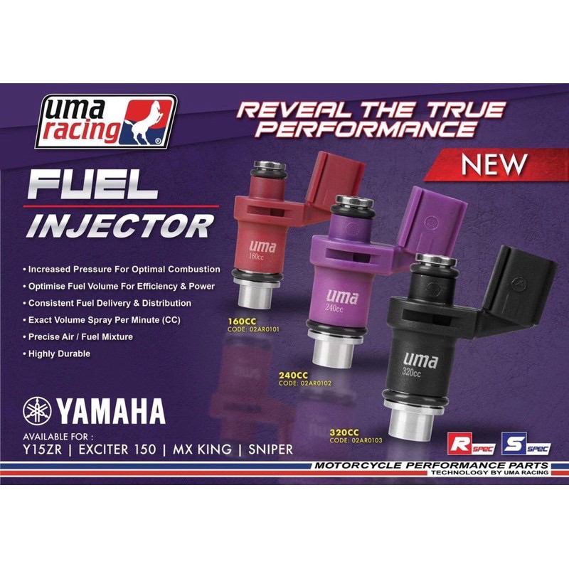 INJECTOR V1 UMA RACING Y15ZR 4 HOLE 160cc 240cc 320cc (100% ORIGINAL ...