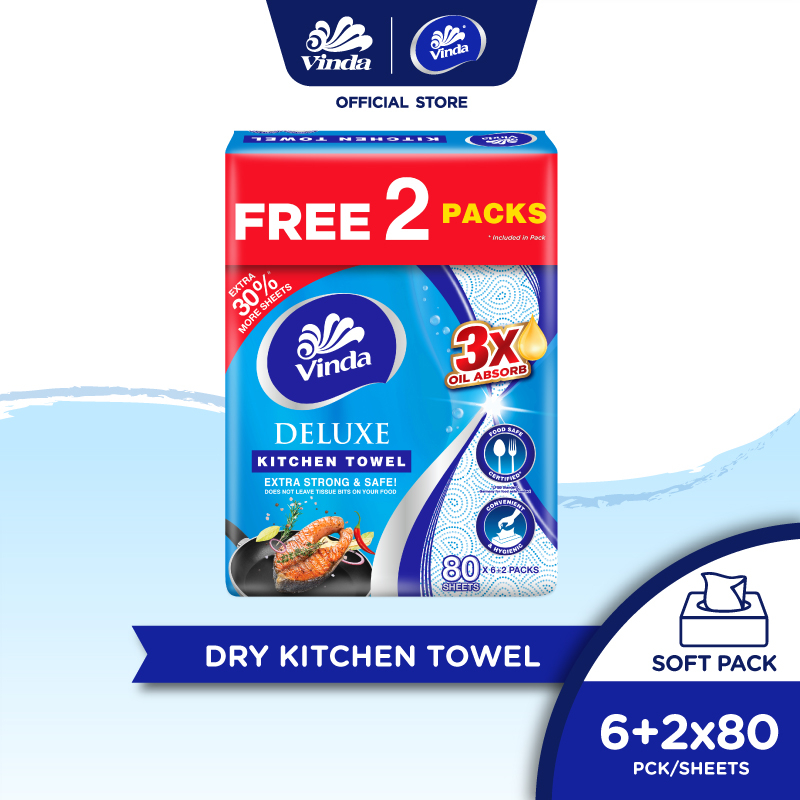 Vinda Deluxe Softpack Kitchen Towel (6+2x80s) Shopee Malaysia