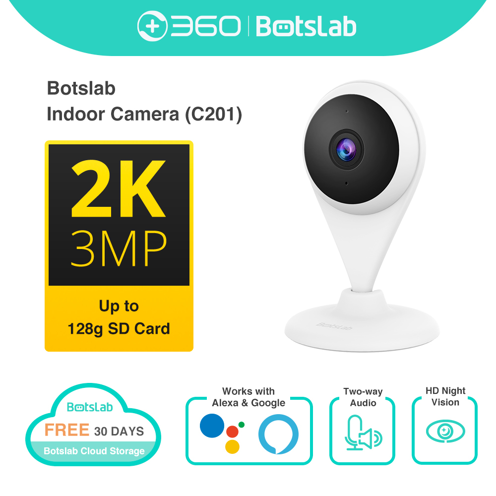 Botslab by 360 Security Camera C201 2K 3MP WiFi CCTV Indoor Home Smart ...