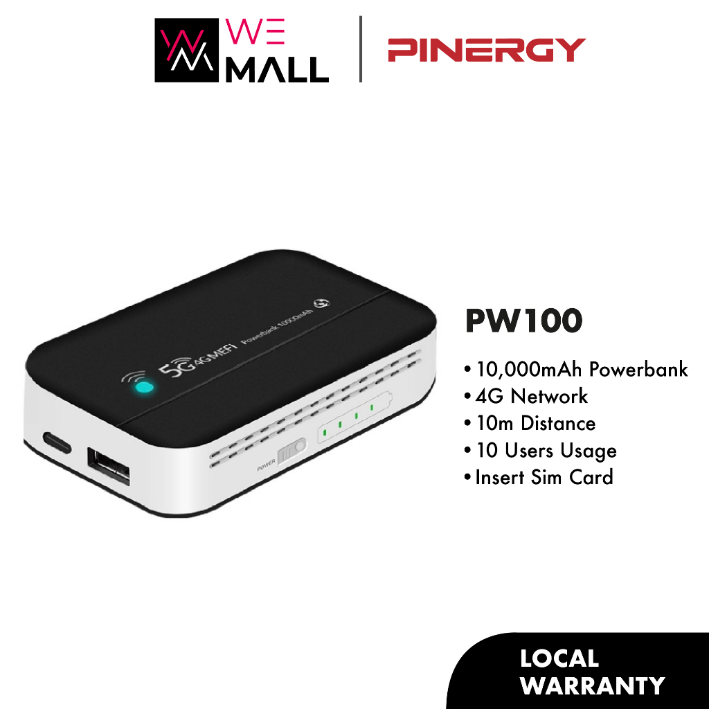 Pinergy PW100 10000mAh Power Bank 4G Pocket Wifi Wireless Router ...