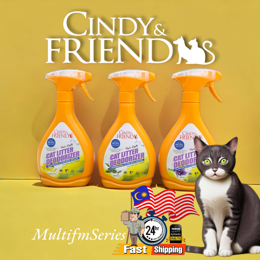 CINDY & FRIENDS 500ML Cat Litter Deodorizer Spray or Deodorizer Powder