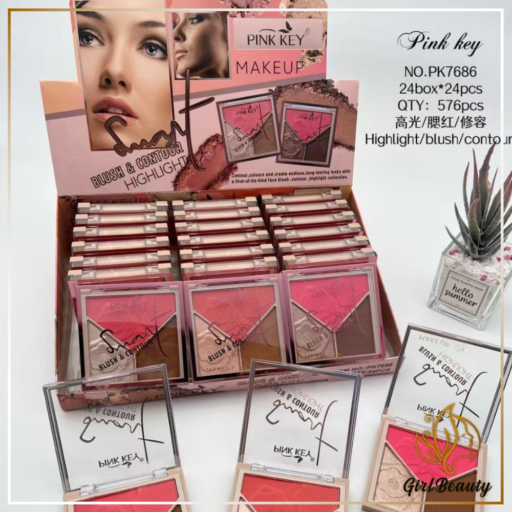 PINK KEY MAKEUP BLUSH & CONTOUR HIGHLIGHT (PK7686) | Shopee Malaysia