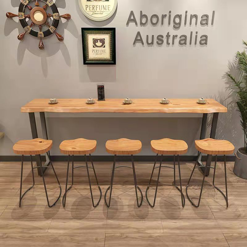 Solid Wood Bar Table for Home Office Shop / High Table and Chair