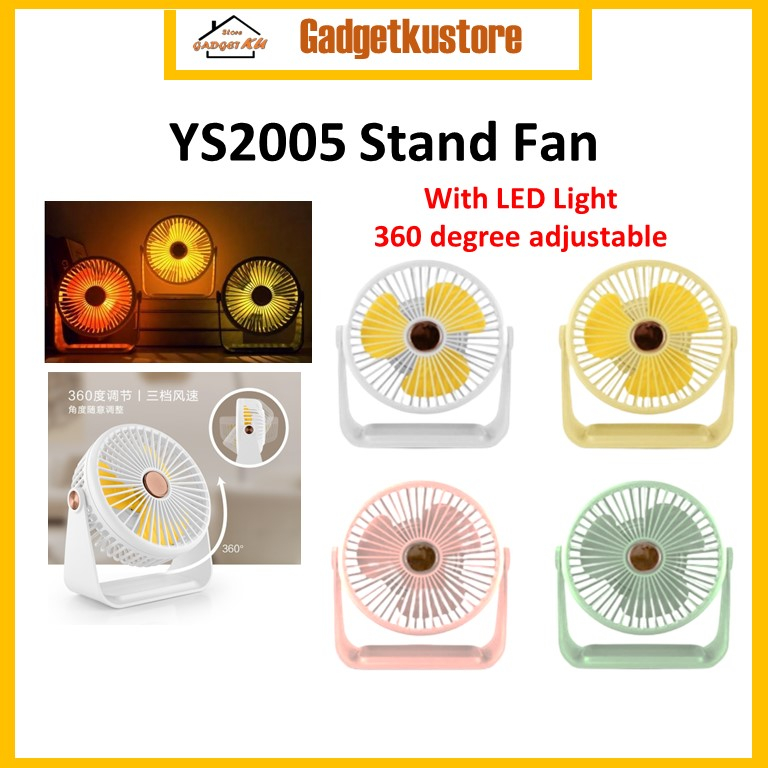 Yase YS2005 LED Portable Fan 6inches Desk Mini Fan with Bulitin Battery