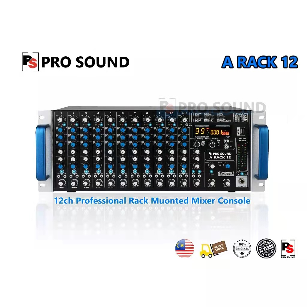 PS Pro Sound A Rack 12, 12 ch -Input Mic/Line Rack Mounted Mixer with ...
