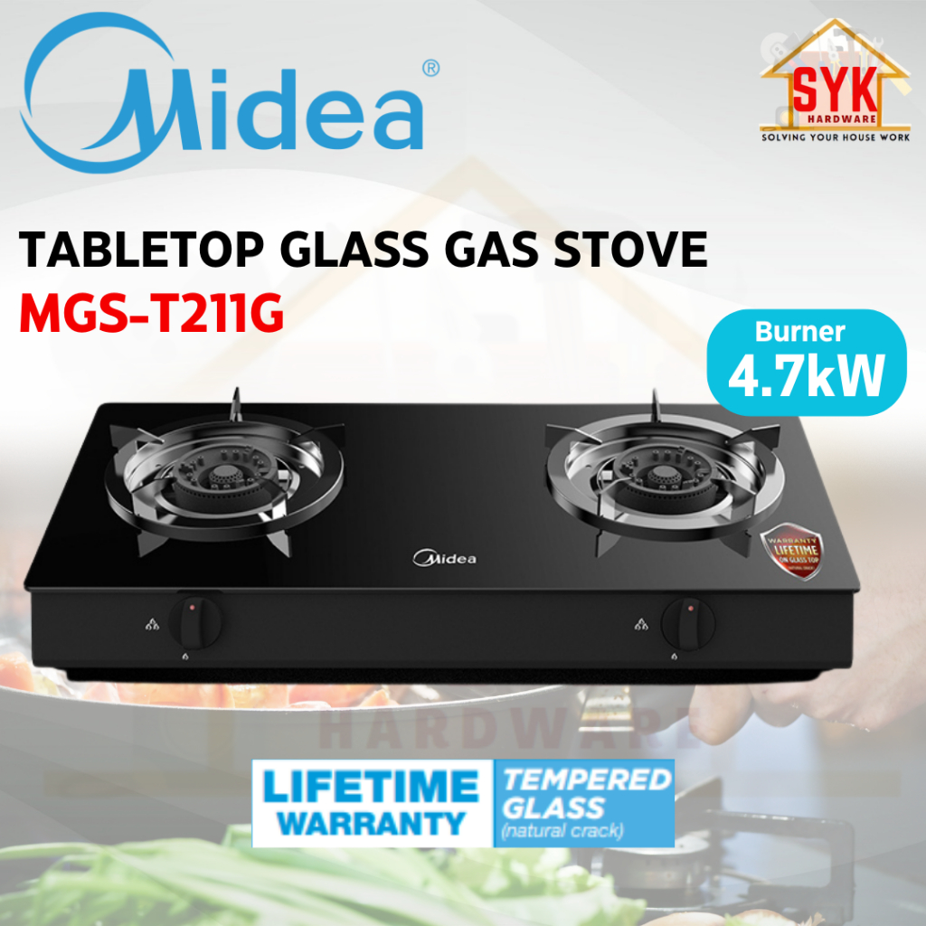 Syk Midea Mgh 76q60b 5 2kw Build In Glass Gas Hob Cooker Hob Gas Stoves Kitchen Appliance Dapur