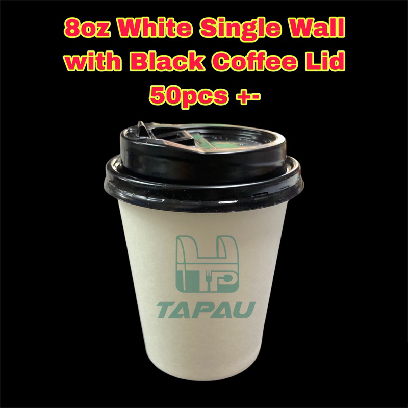 TAPAU - 50pcs Paper Cup 8oz 12oz 16oz Lid Single Double Wall Ripple ...