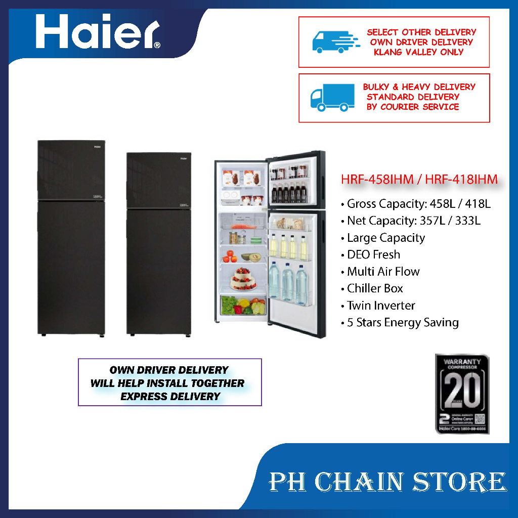 Haier HRF418IHM HRF458IHM 418L/458L 2 Door Refrigerator Twin Inverter