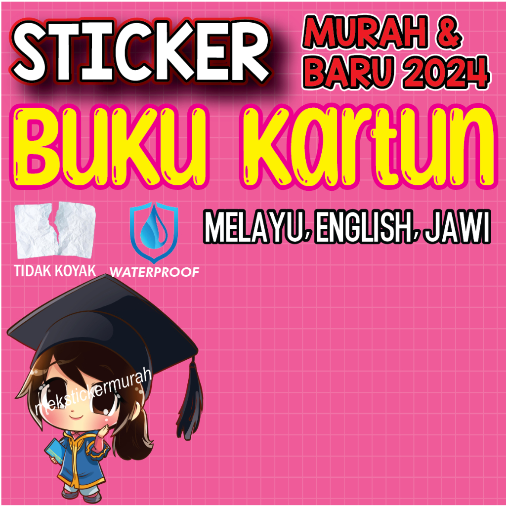 STICKER BUKU KARTUN COMEL 2024 | Shopee Malaysia