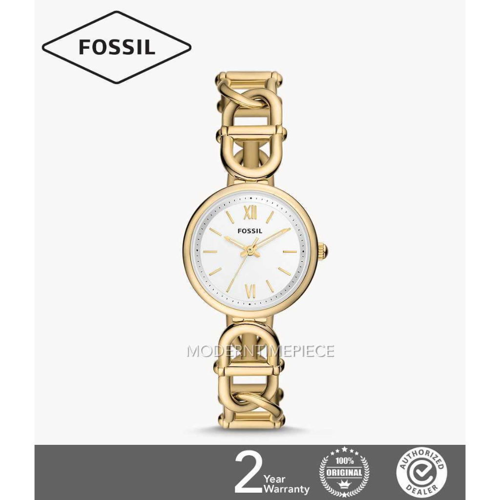 FOSSIL ES5272 Carlie Three-Hand Gold-Tone Stainless Steel Women Watch ...