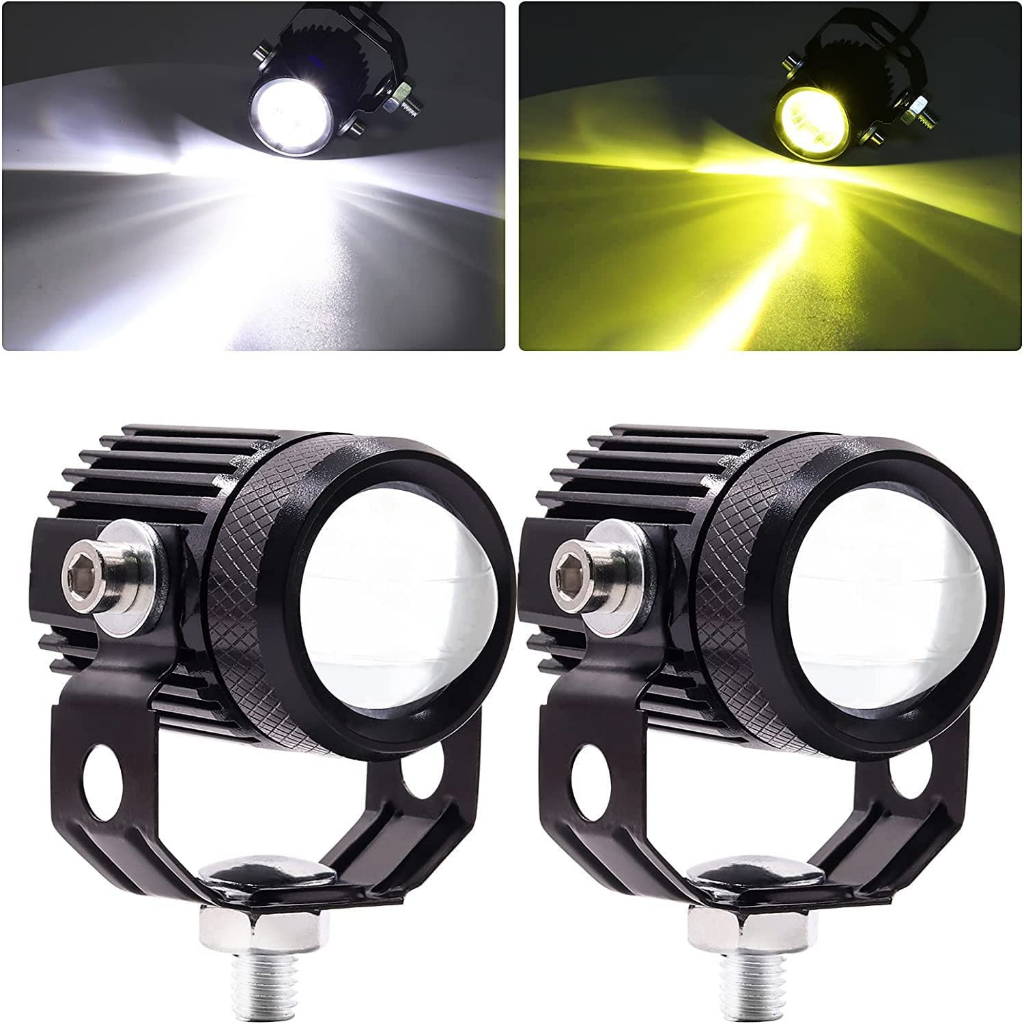 Universal Dual Motorcycle LED Sport Light Yellow and White 12-80V Fog ...