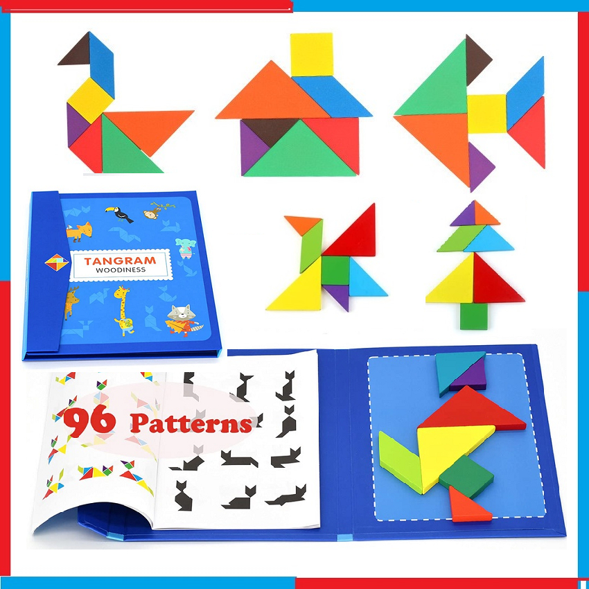 Magnetic Tangram Puzzle Jigsaw Creative Board Game Early wooden ...